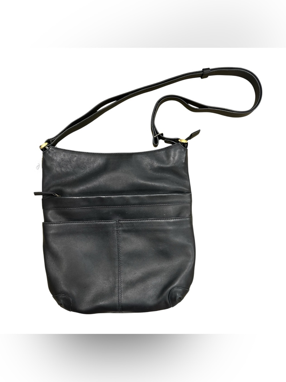 Derek Alexander Black Leather Crossbody Bag with Front Slip Pockets